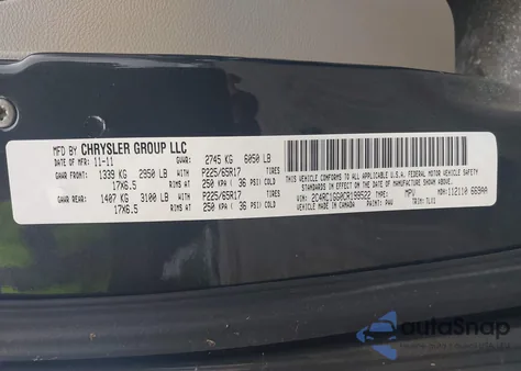 2012 Chrysler Town & Country Limited z USA, uszkodzony, nr VIN 2C4RC1GG0CR199522